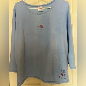 Women’s Disney Store long sleeve light blue micky &butterfly top